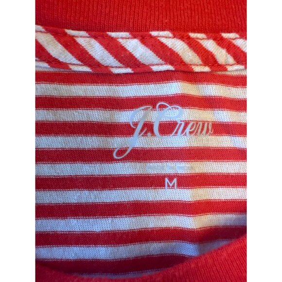 J.Crew M Red & White Striped Cotton T-Shirt With Lobster Patch Coastal Preppy - Picture 3 of 5